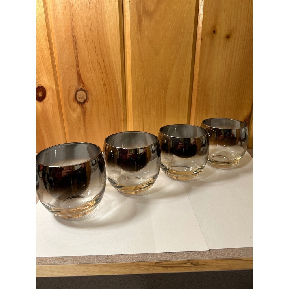 MCM Vintage Silver Ombre Lowball Glasses Set of 4 Barware Tumblers